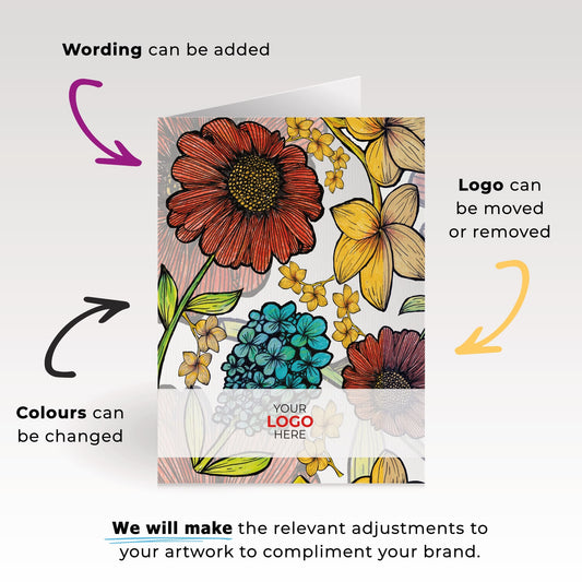 ‘Floral Vintage' Personalised Corporate Branded Floral Greeting Cards image 1