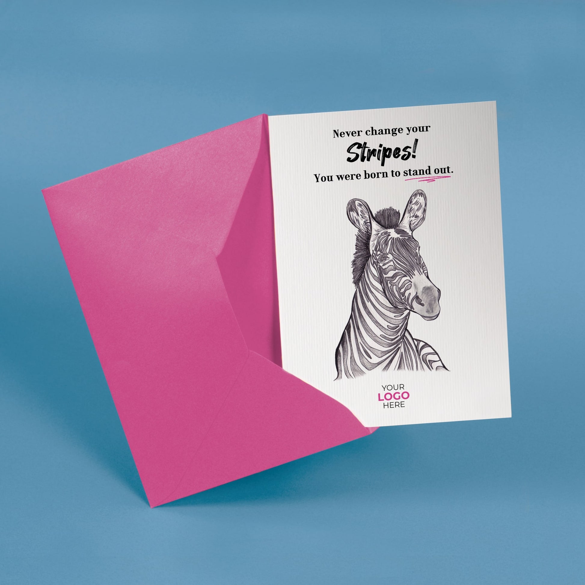 ‘Zebra's Stripe’ Personalised Corporate Branded Education Greeting Cards image 2