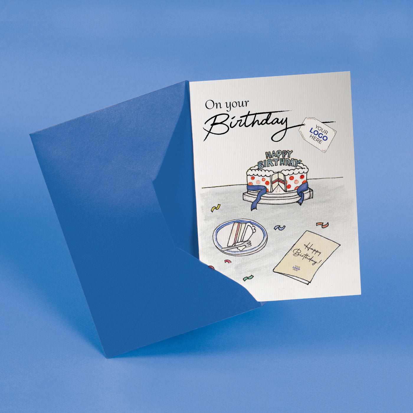 ‘Cake Slice’ Personalised Corporate Branded Birthday Greeting Cards image 2