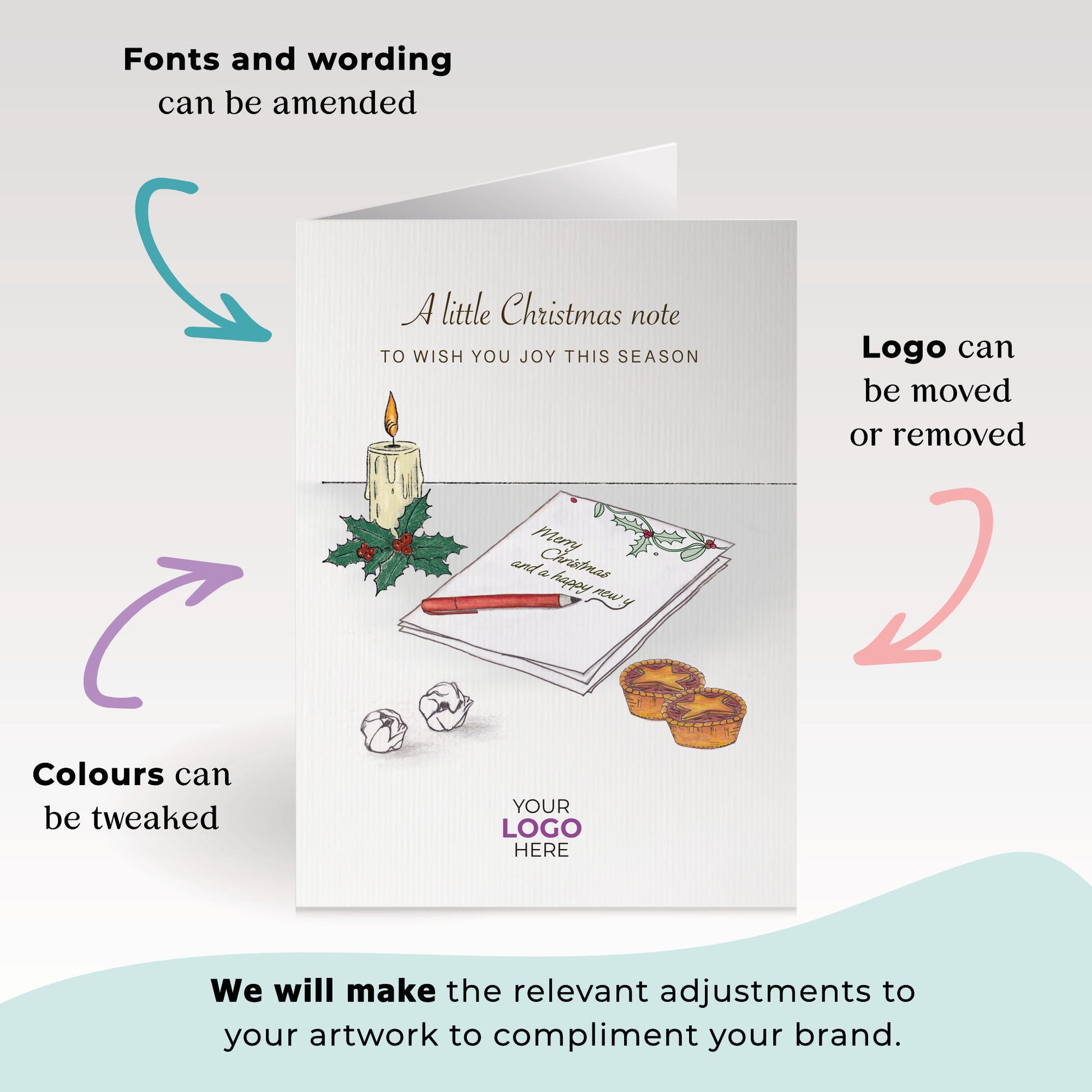 ‘Written Christmas Note’  Customised Corporate Christmas Cards image 2