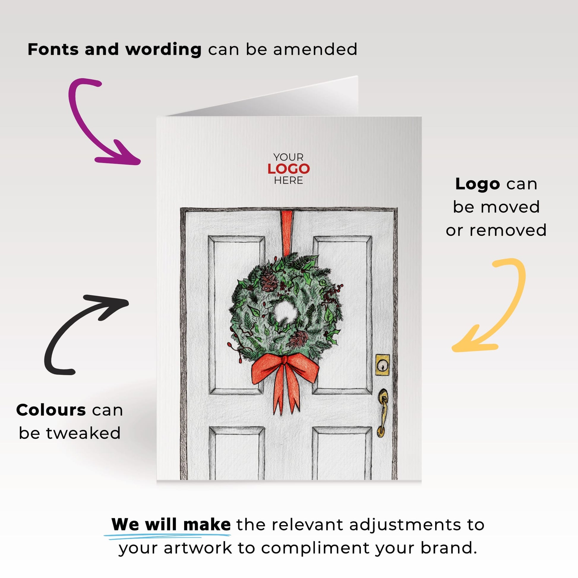 ‘Wreath on Door’  Customised Corporate Christmas Cards image 1