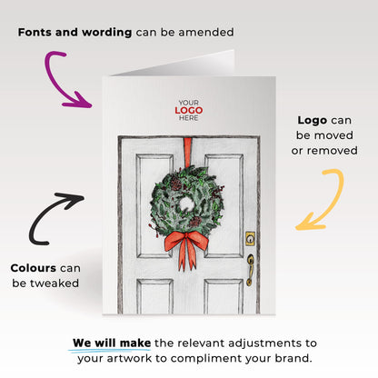 ‘Wreath on Door’  Customised Corporate Christmas Cards image 1