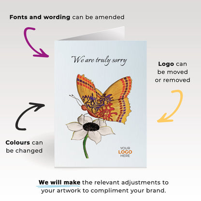 ‘Butterfly on Flower’ Personalised Corporate Branded Floral Greeting Cards image 1