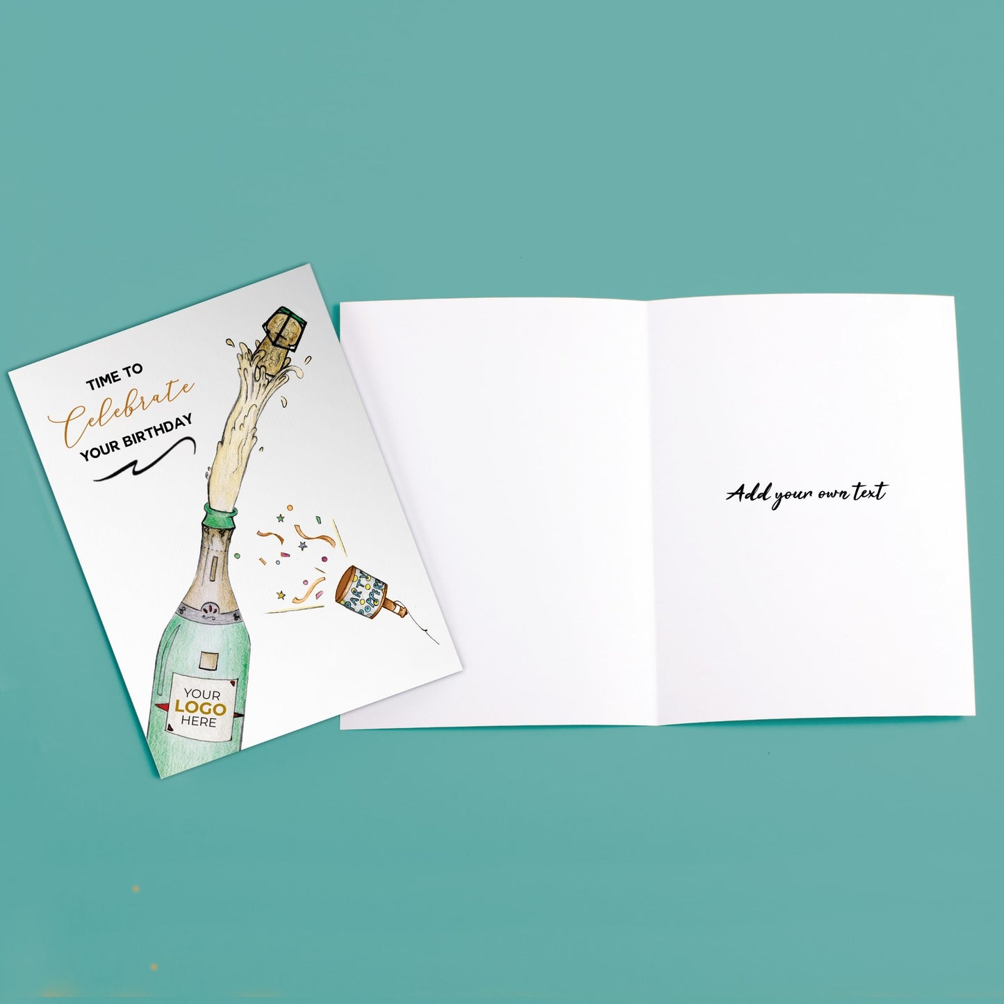 ‘Champagne Popping’ Personalised Corporate Branded Birthday Greeting Cards image 2