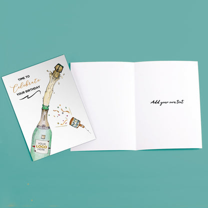 ‘Champagne Popping’ Personalised Corporate Branded Birthday Greeting Cards image 2