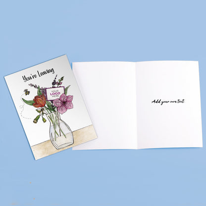 ‘Vase of Flowers’ Personalised Corporate Branded Leaving Greeting Cards image 3