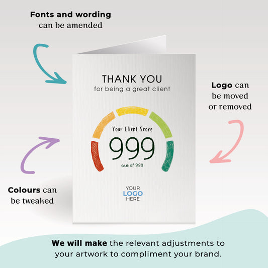 ‘Credit Score’ Personalised Corporate Branded Financial Greeting Cards image 1