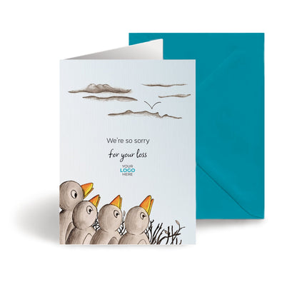 ‘Birds in Nest’ Personalised Corporate Branded Sympathy Greeting Cards image 0